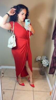 Rolla Coster Red Plunging V-Neck Twist Front Maxi Dress